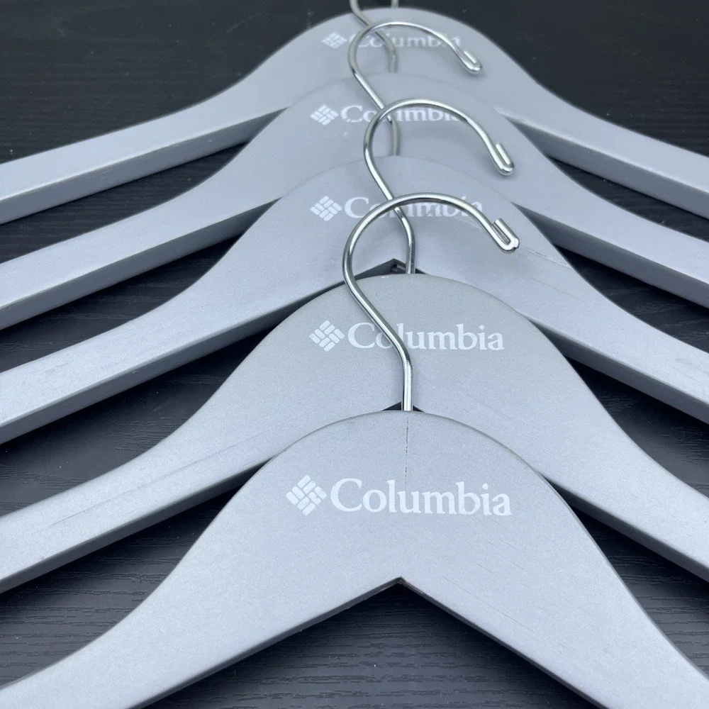 Columbia Sportswear Company Wooden Clothes Hangers Gray Set of 5